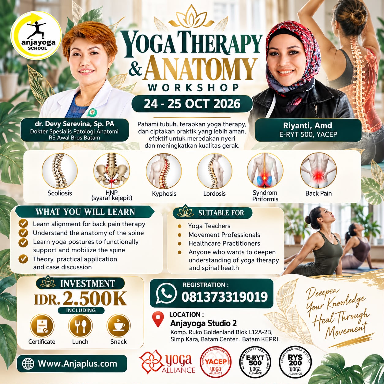 Yoga Therapy & Anatomy Workshop